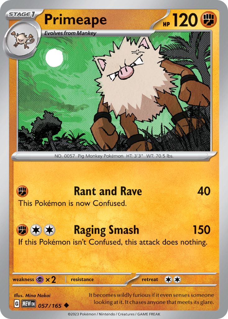 Primeape 57/165 Uncommon card from 151