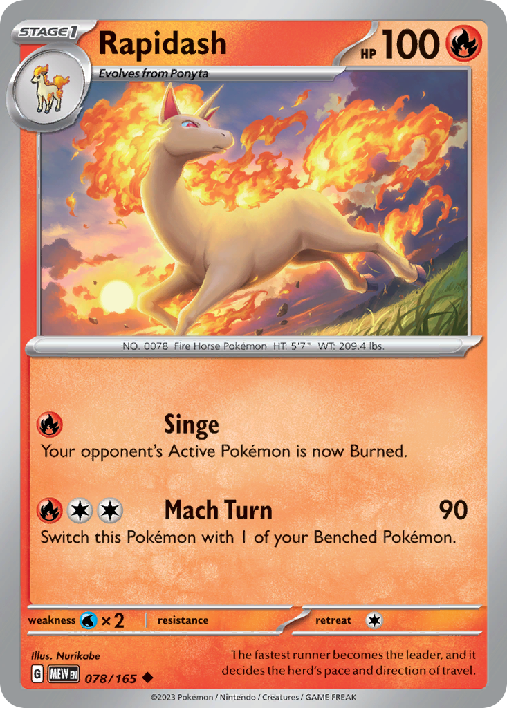 Rapidash 78/165 Uncommon card from 151