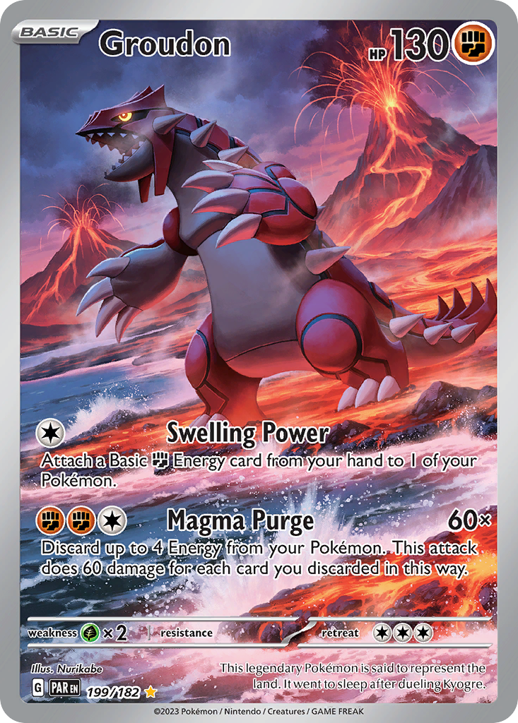 Groudon 199 Illustration Rare card from Paradox Rift
