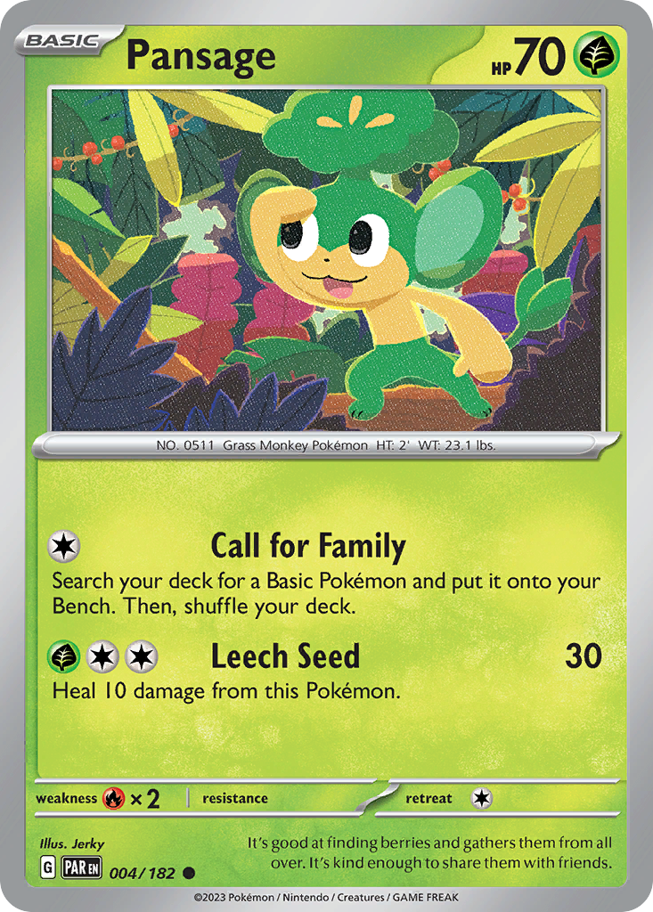 Pansage 4/182 Common card from Paradox Rift
