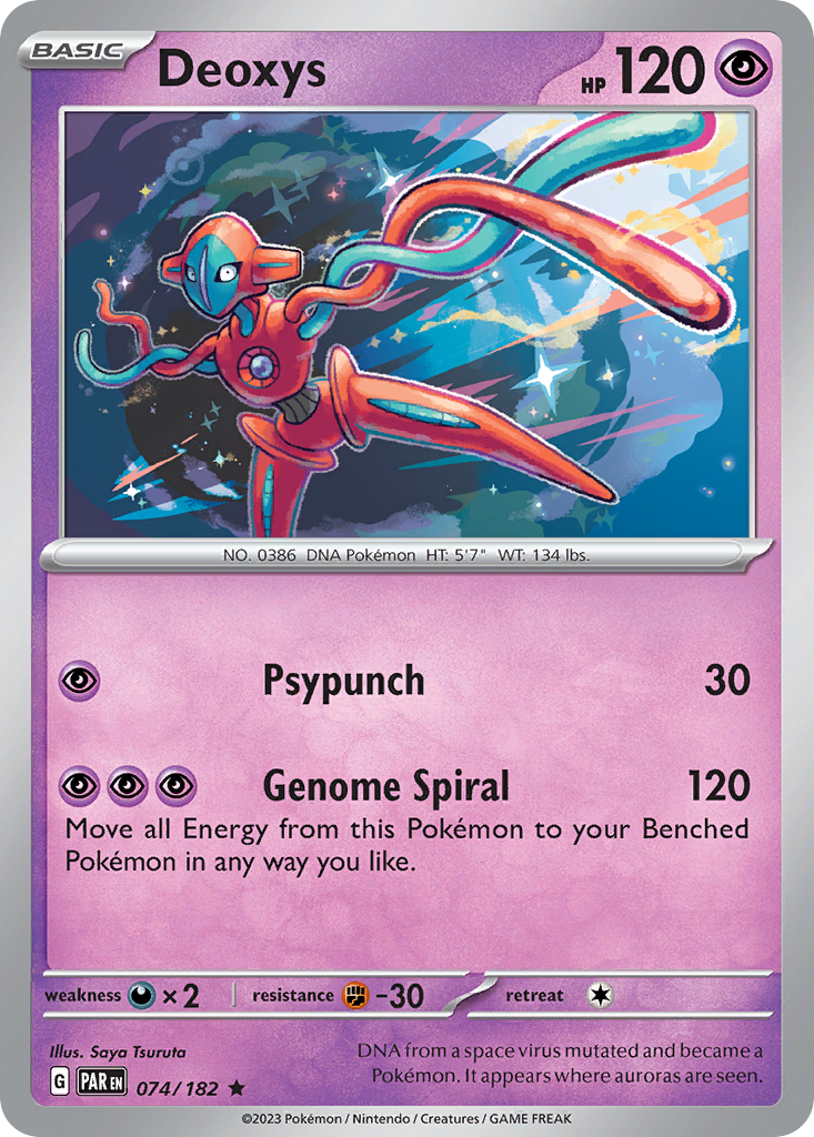 Deoxys 74 Rare card from Paradox Rift