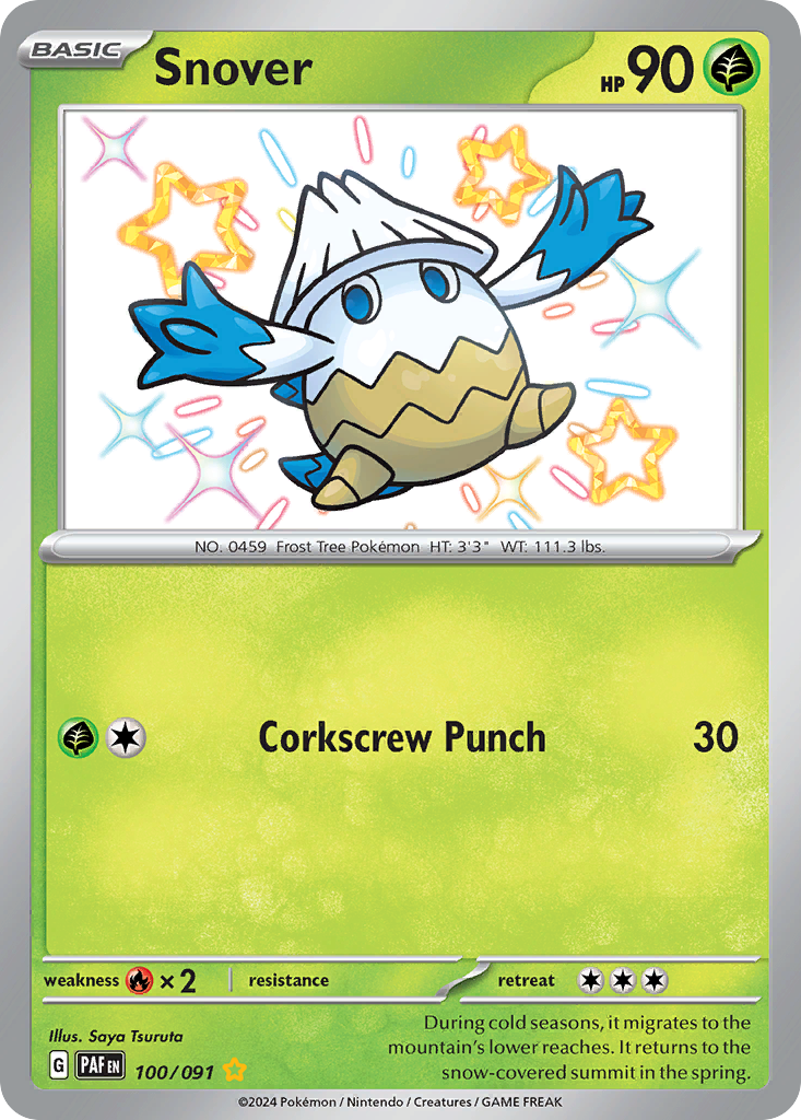 Snover 100 Shiny Rare card from Paldean Fates