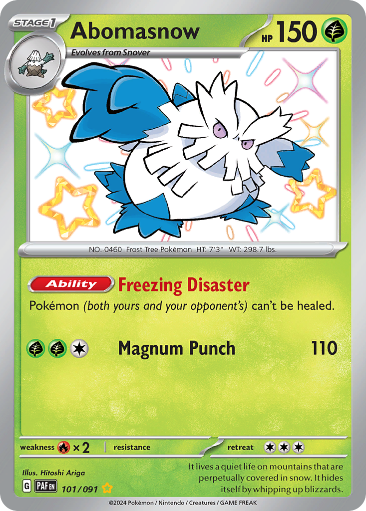 Abomasnow 101 Shiny Rare card from Paldean Fates