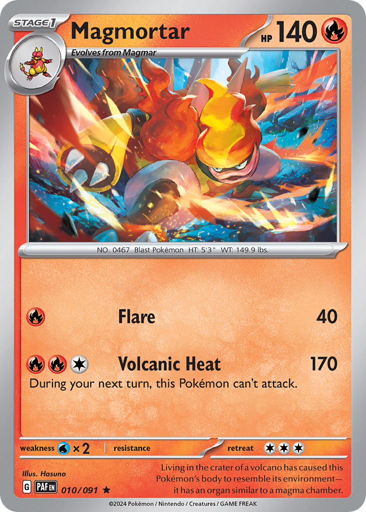 Magmortar 10 Rare card from Paldean Fates