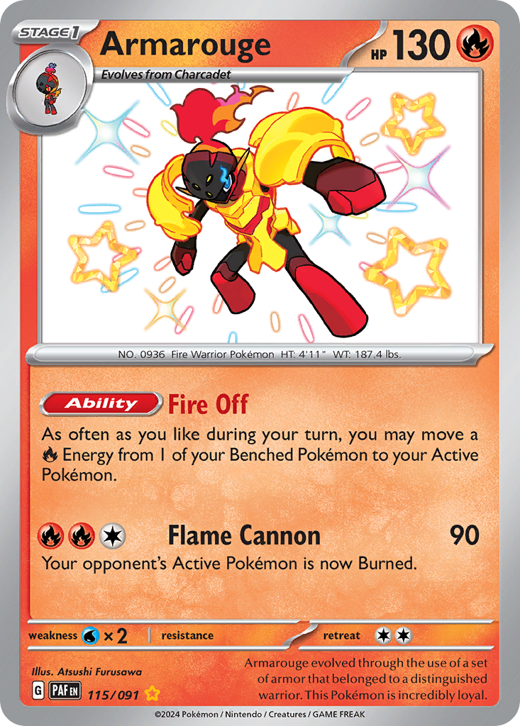 Armarouge 115 Shiny Rare card from Paldean Fates