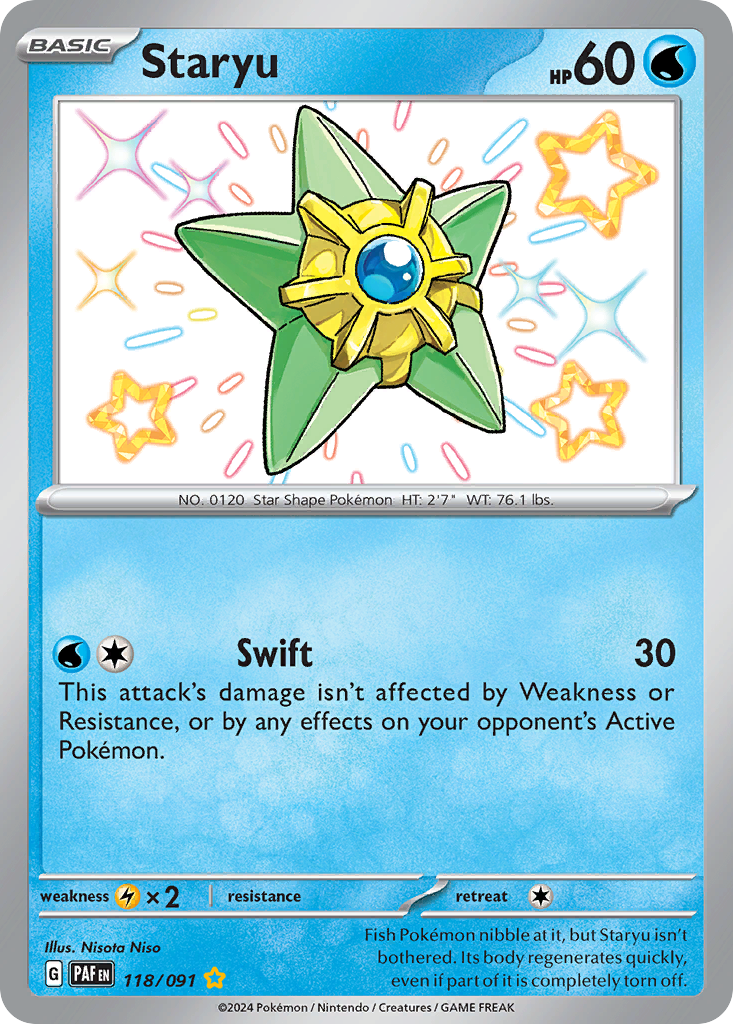 Staryu 118 Shiny Rare card from Paldean Fates