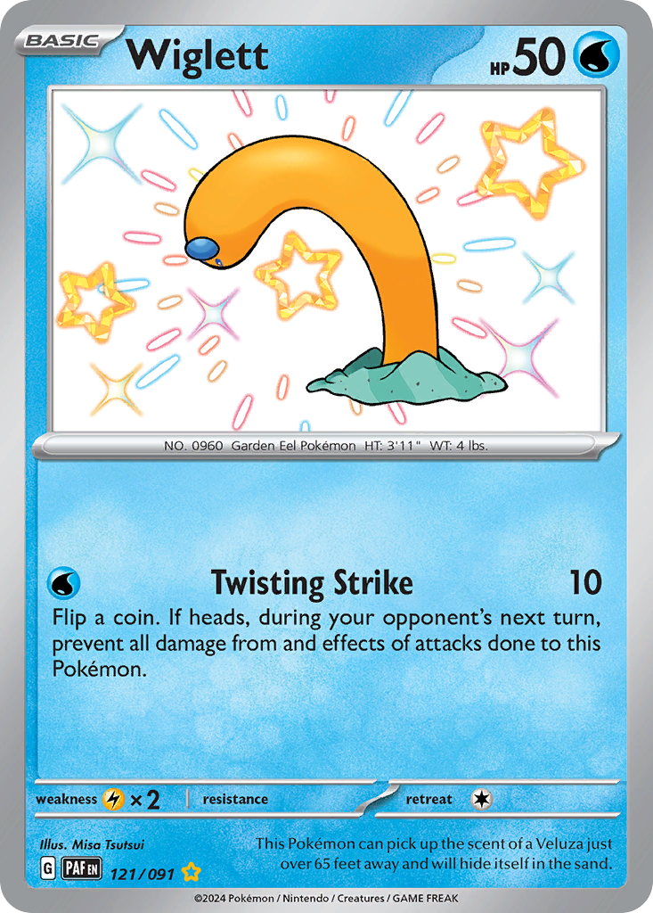 Wiglett 121 Shiny Rare card from Paldean Fates
