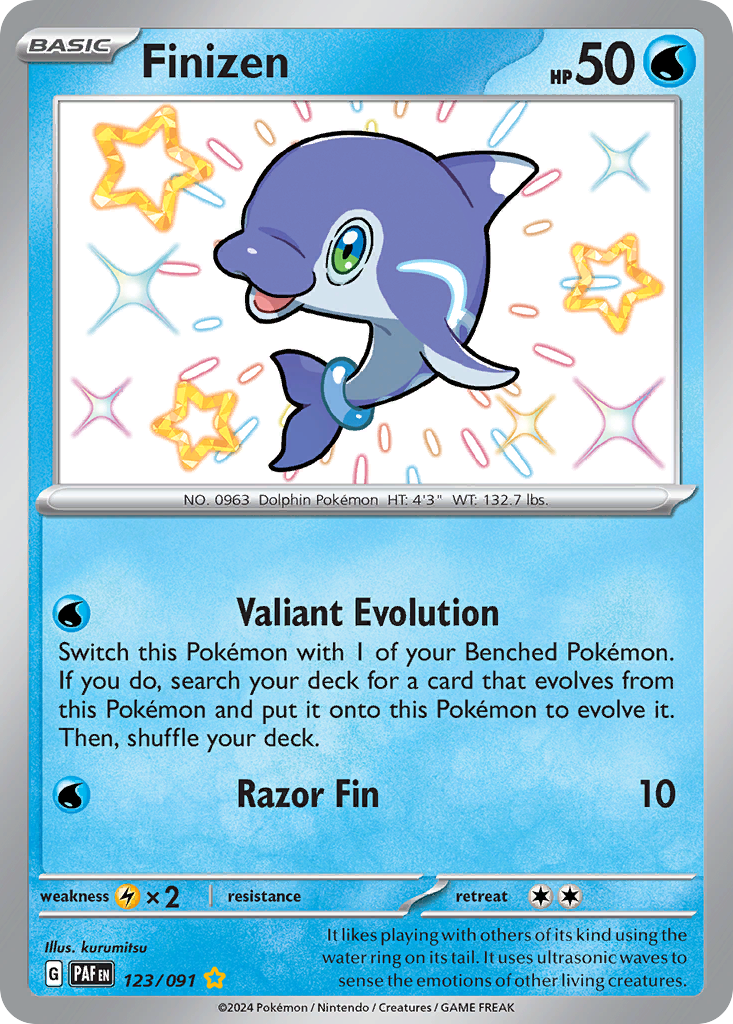 Finizen 123 Shiny Rare card from Paldean Fates