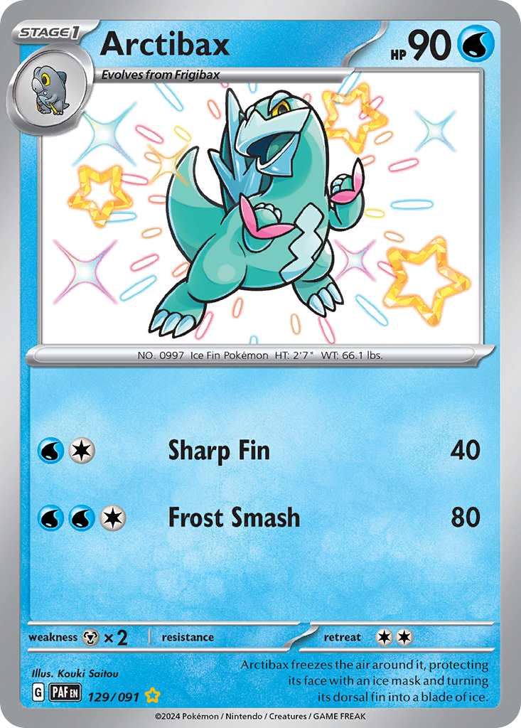 Arctibax 129 Shiny Rare card from Paldean Fates