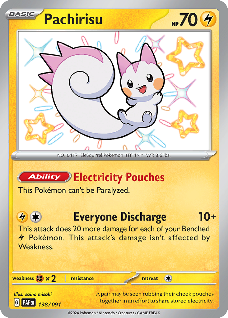Pachirisu 138 Shiny Rare card from Paldean Fates