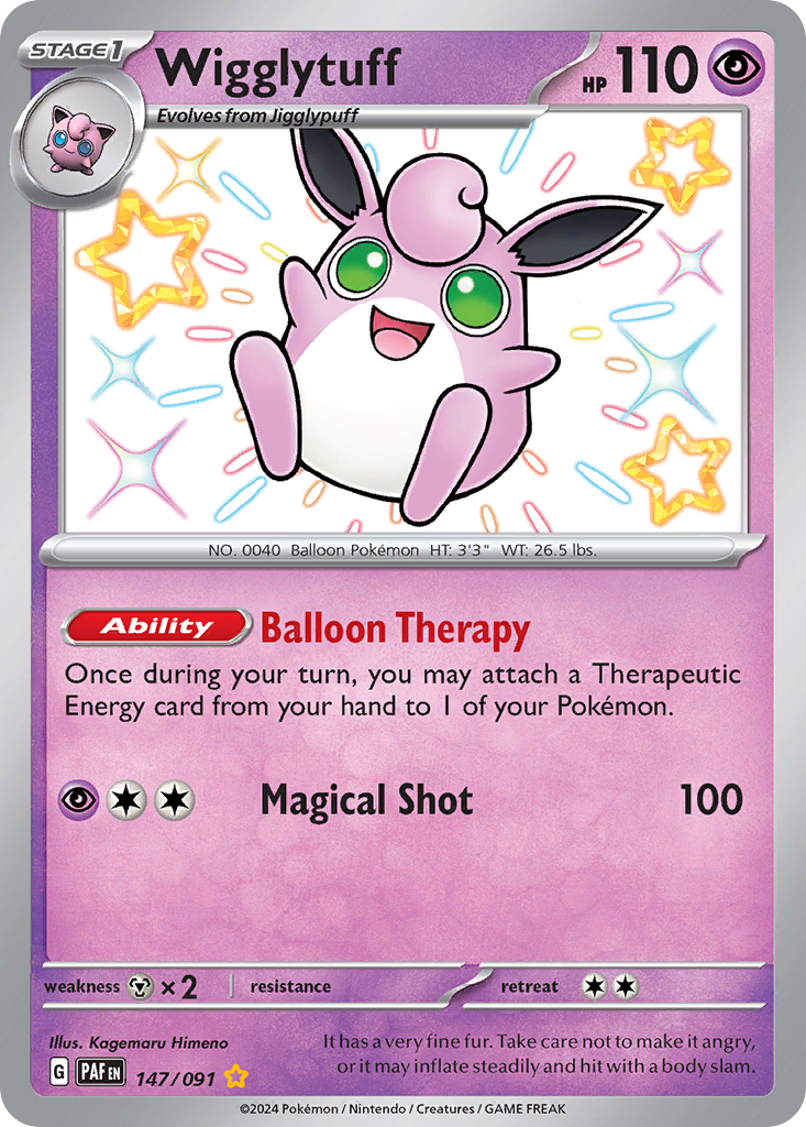 Wigglytuff 147/91 Shiny Rare card from Paldean Fates
