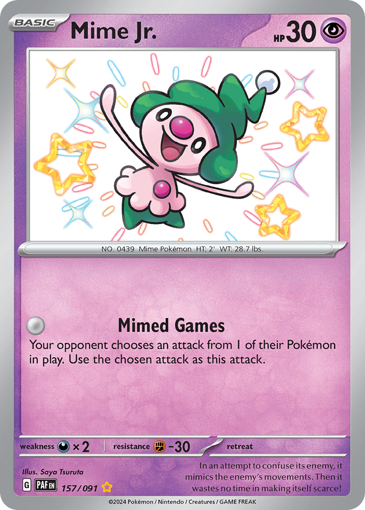 Mime Jr. 157/91 Shiny Rare card from Paldean Fates
