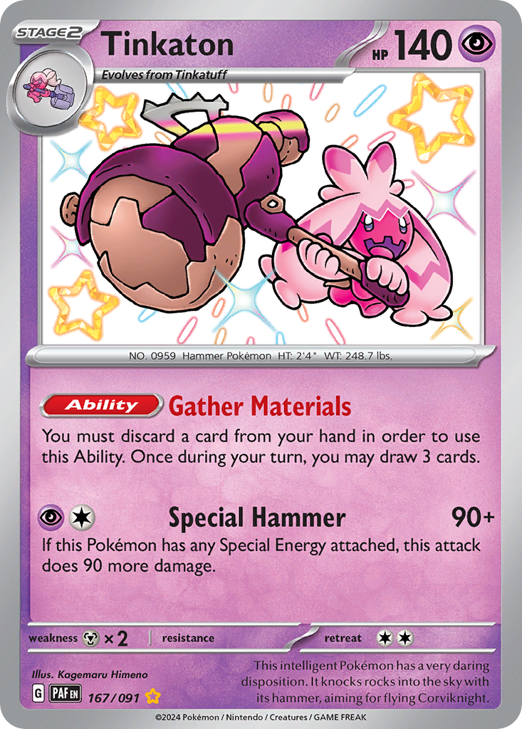 Tinkaton 167 Shiny Rare card from Paldean Fates