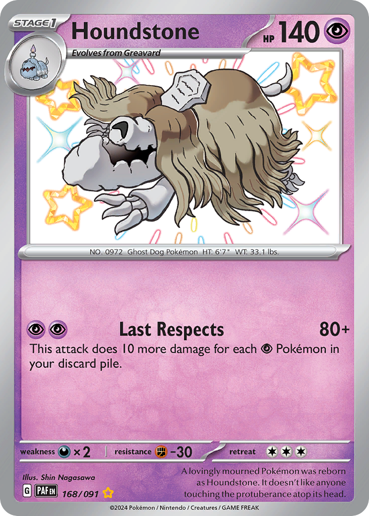 Houndstone 168 Shiny Rare card from Paldean Fates