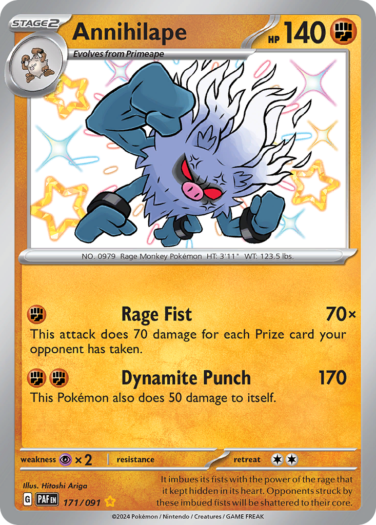 Annihilape 171 Shiny Rare card from Paldean Fates