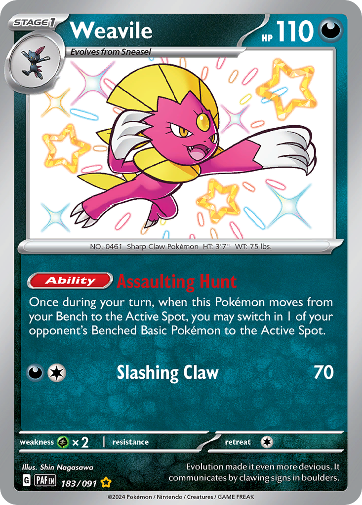 Weavile 183 Shiny Rare card from Paldean Fates