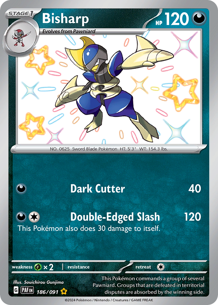 Bisharp 186 Shiny Rare card from Paldean Fates