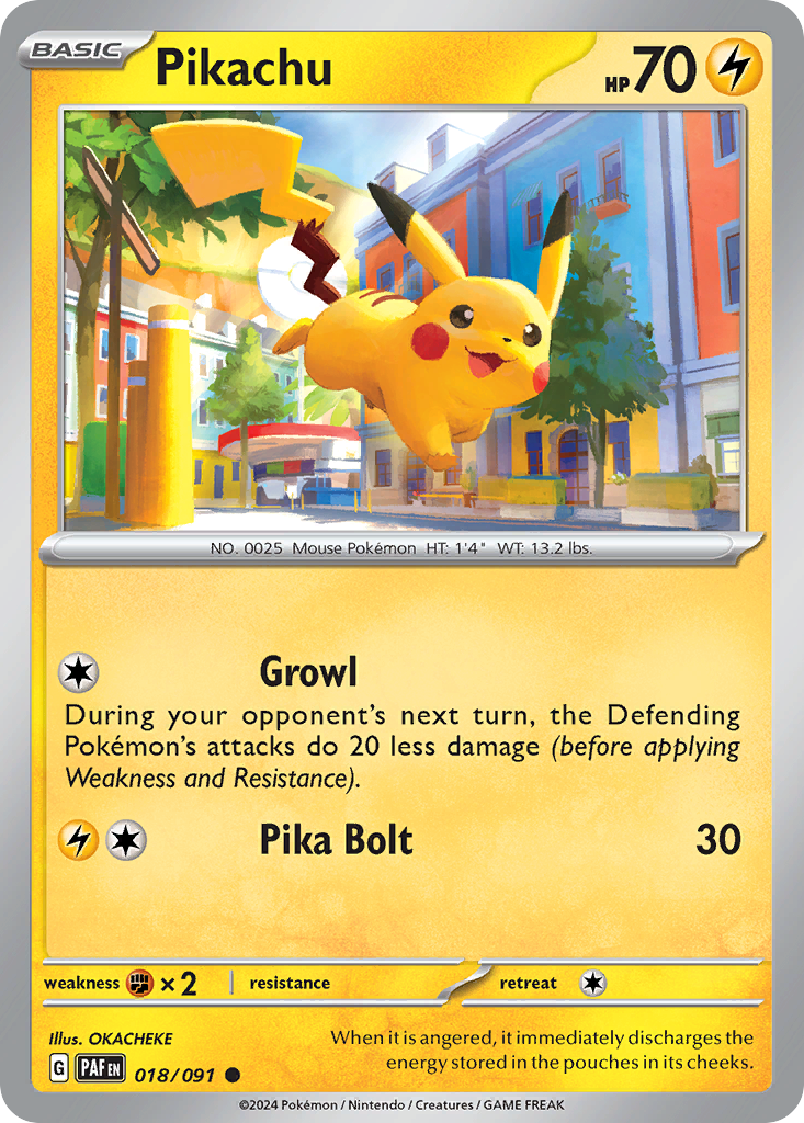 Pikachu 18 Common card from Paldean Fates