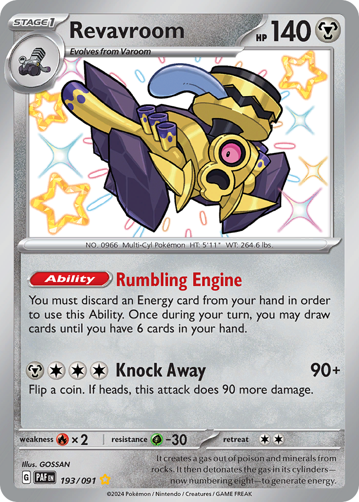Revavroom 193/91 Shiny Rare card from Paldean Fates