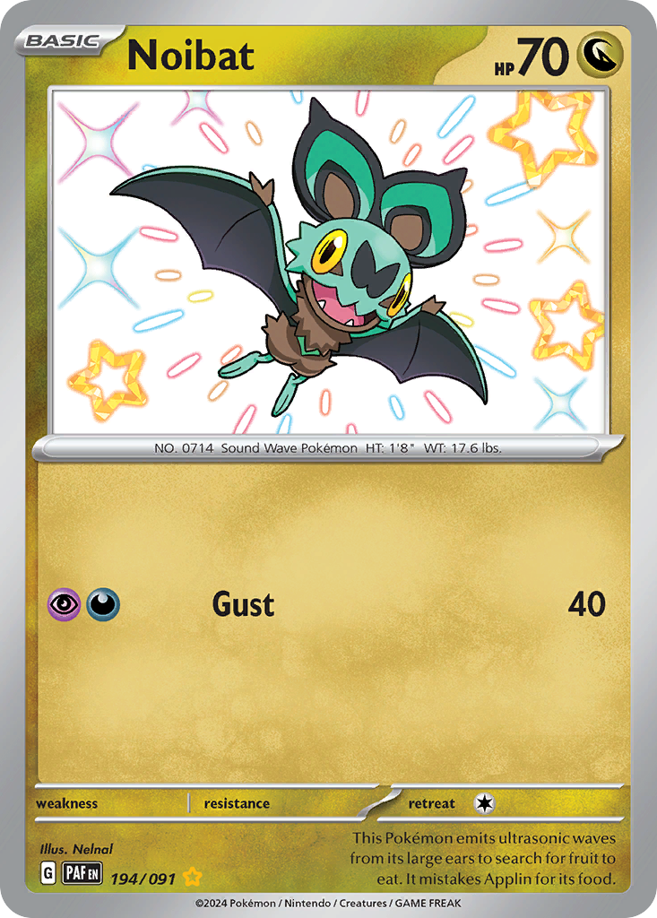 Noibat 194 Shiny Rare card from Paldean Fates