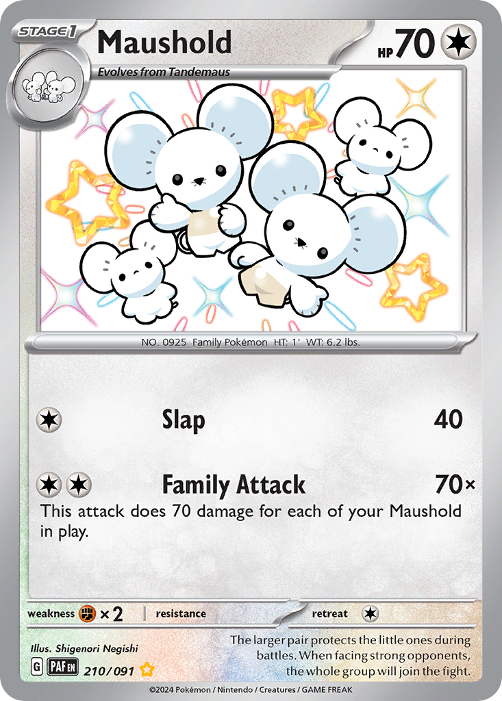 Maushold 210 Shiny Rare card from Paldean Fates