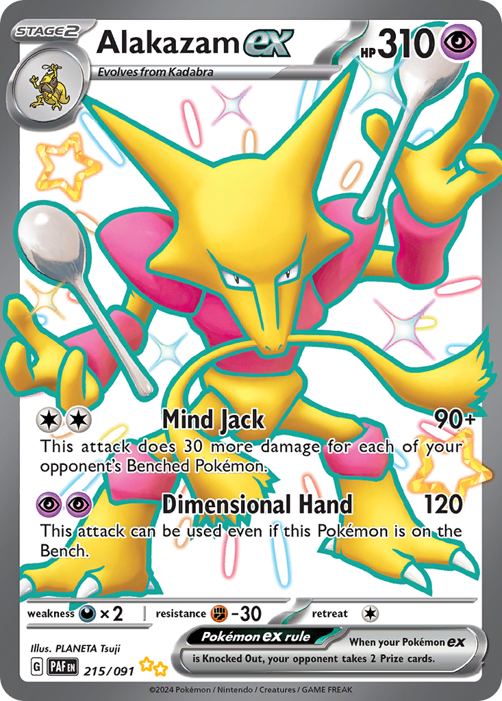 Alakazam ex 215 Shiny Ultra Rare card from Paldean Fates