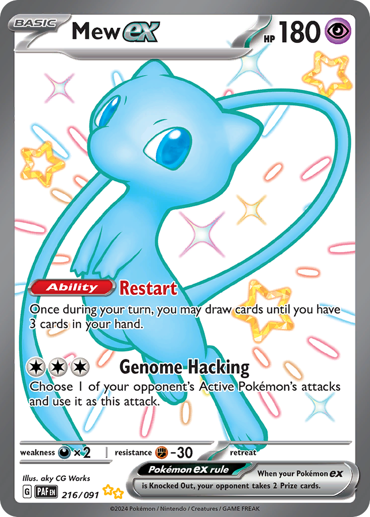 Mew ex 216/91 Shiny Ultra Rare card from Paldean Fates