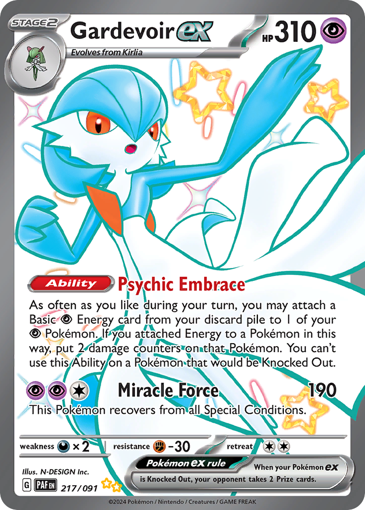 Gardevoir ex 217/91 Shiny Ultra Rare card from Paldean Fates