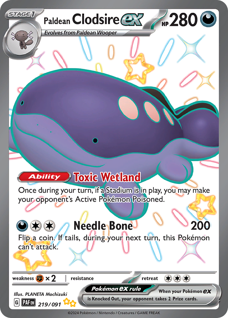 Paldean Clodsire ex 219 Shiny Ultra Rare card from Paldean Fates
