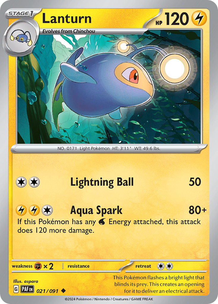 Lanturn 21 Uncommon card from Paldean Fates