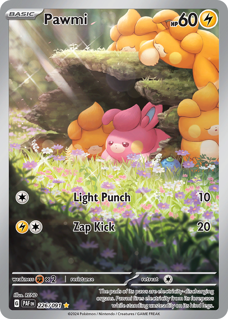Pawmi 226 Illustration Rare card from Paldean Fates
