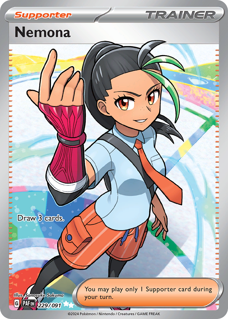 Nemona 229 Ultra Rare card from Paldean Fates
