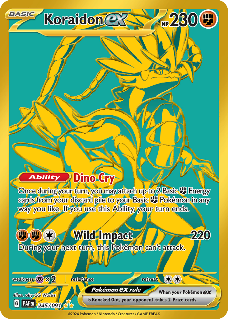 Koraidon ex 245/91 Hyper Rare card from Paldean Fates