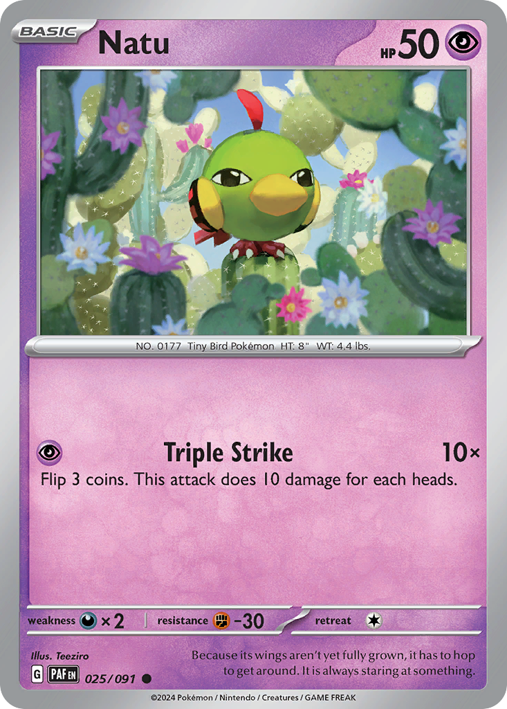 Natu 25/91 Common card from Paldean Fates