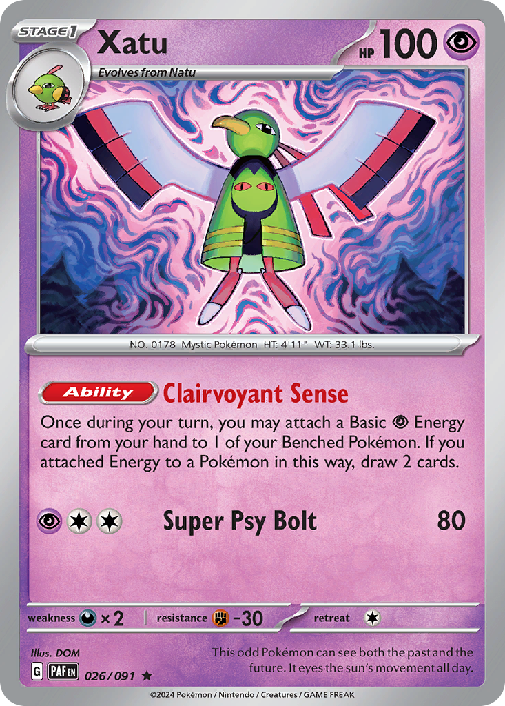 Xatu 26/91 Rare card from Paldean Fates