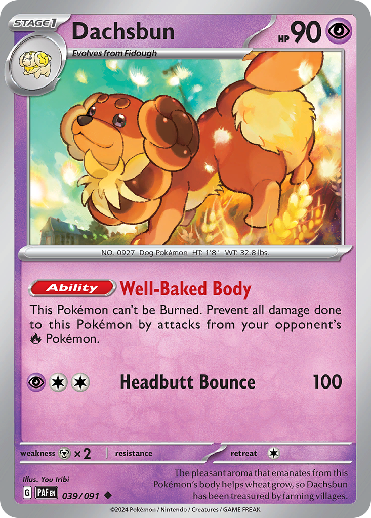 Dachsbun 39 Uncommon card from Paldean Fates