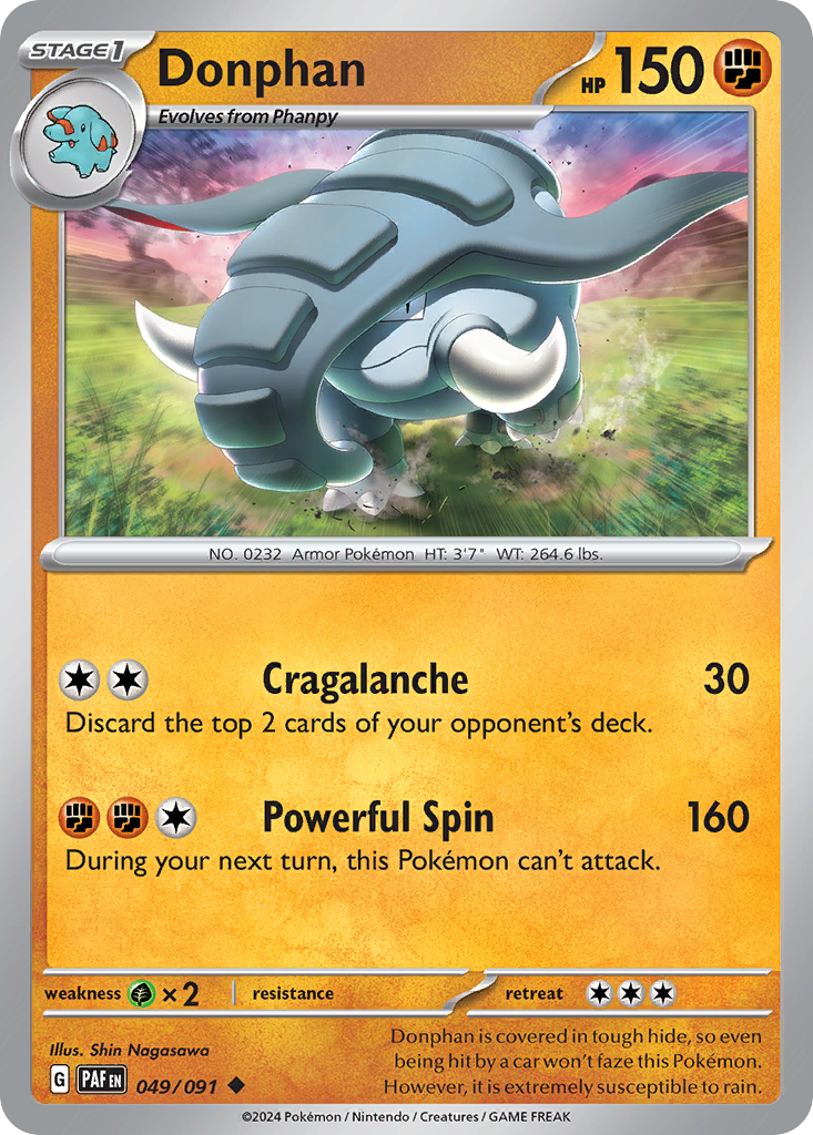 Donphan 49/91 Uncommon card from Paldean Fates