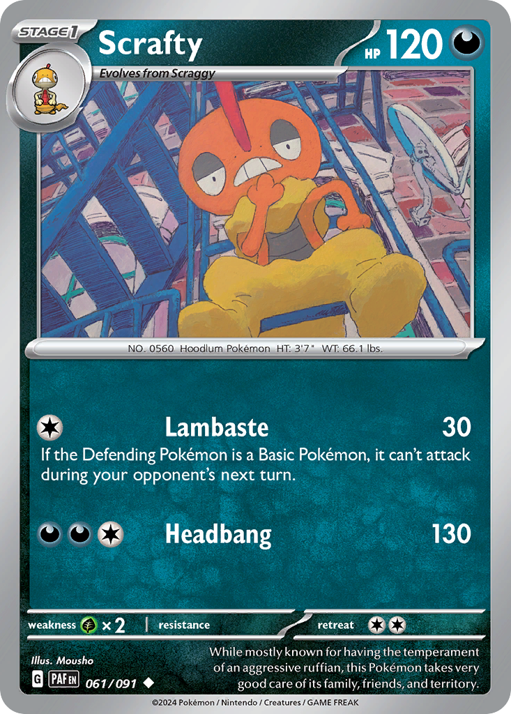 Scrafty 61 Uncommon card from Paldean Fates