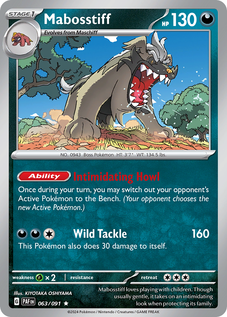 Mabosstiff 63 Rare card from Paldean Fates