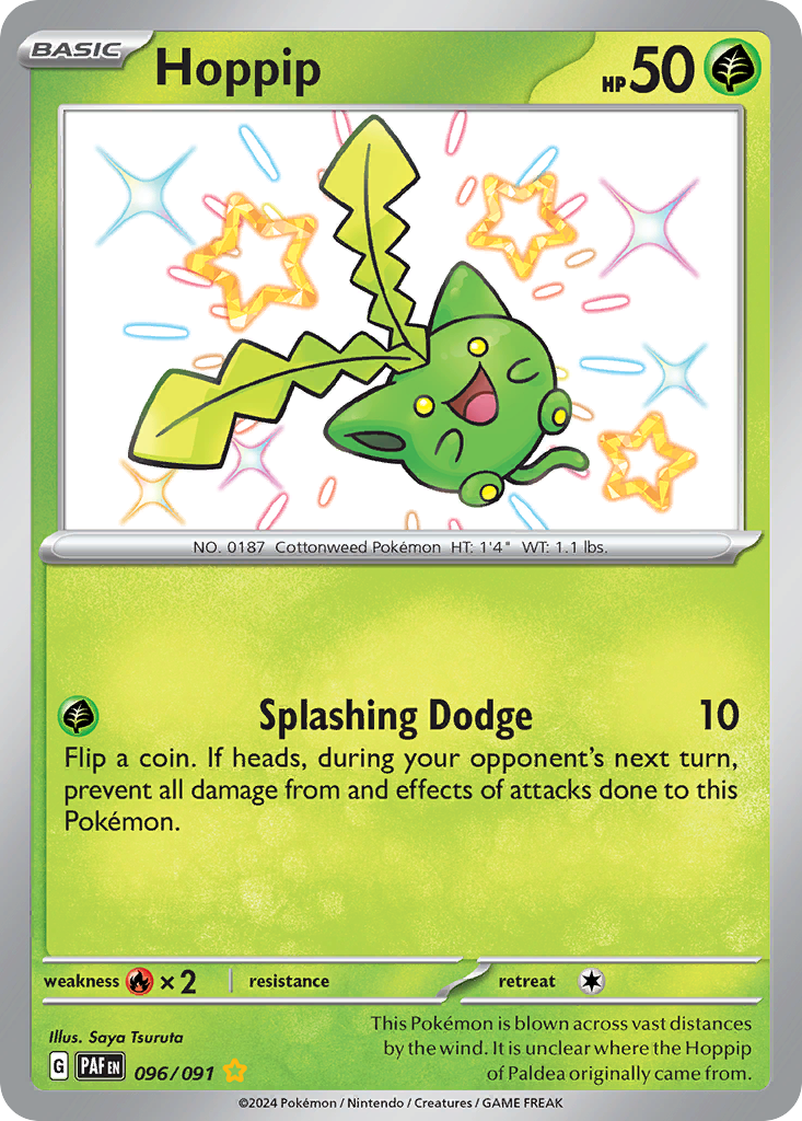 Hoppip 96 Shiny Rare card from Paldean Fates