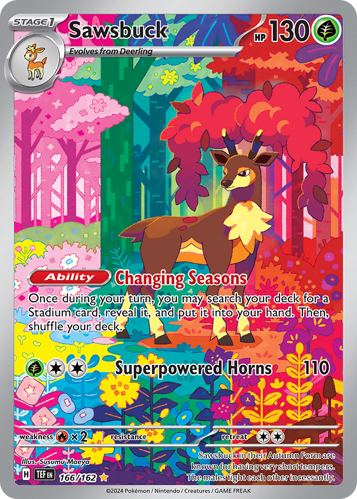 Sawsbuck 166 Illustration Rare card from Temporal Forces