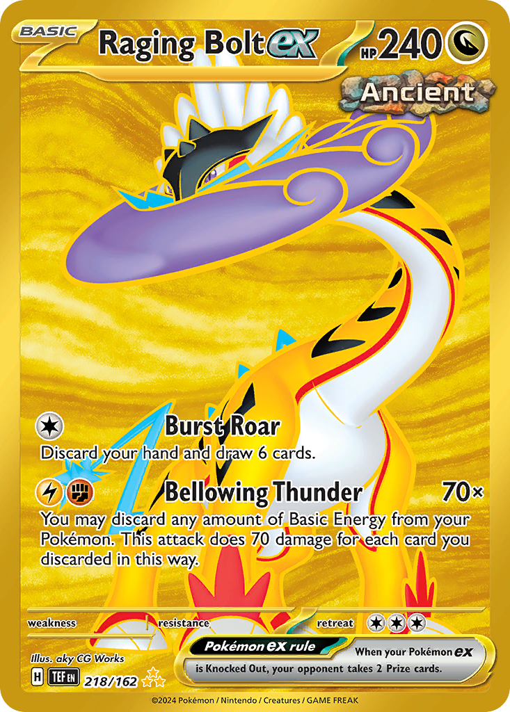Raging Bolt ex 218/162 Hyper Rare card from Temporal Forces