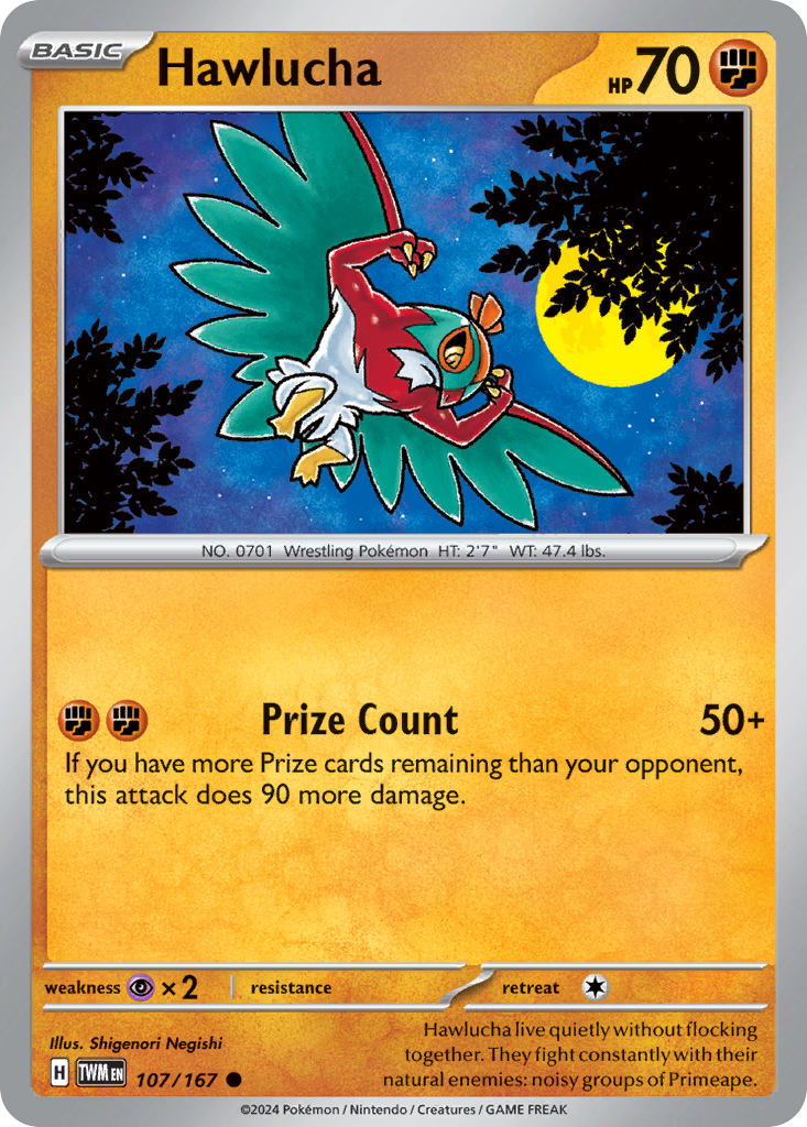 Hawlucha 107 Common card from Twilight Masquerade