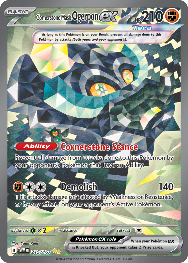Cornerstone Mask Ogerpon ex 215 Special Illustration Rare card from Twilight Masquerade