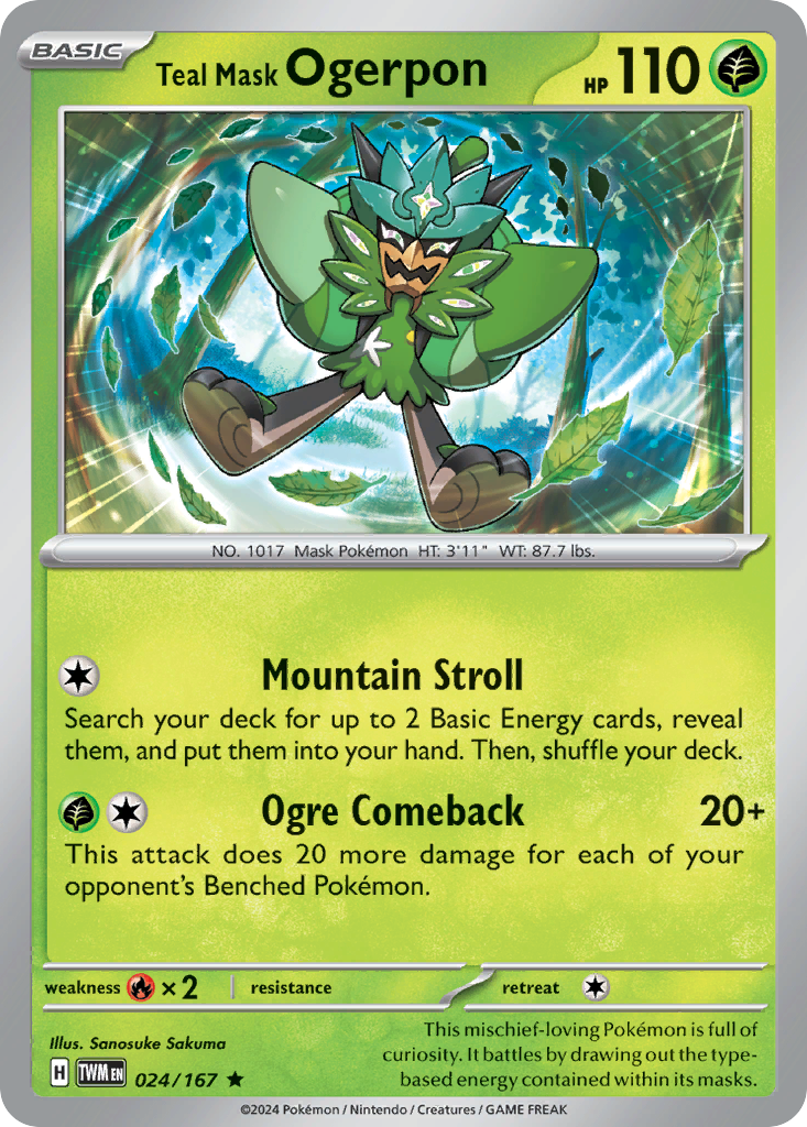 Teal Mask Ogerpon 24 Rare card from Twilight Masquerade