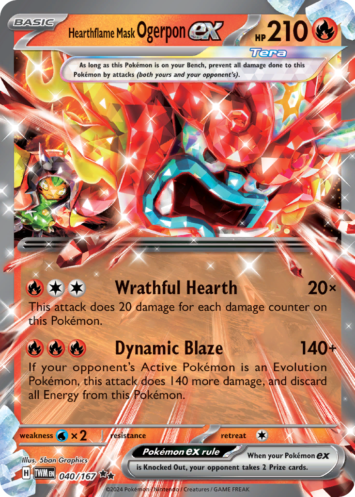 Hearthflame Mask Ogerpon ex 40/167 Double Rare card from Twilight Masquerade