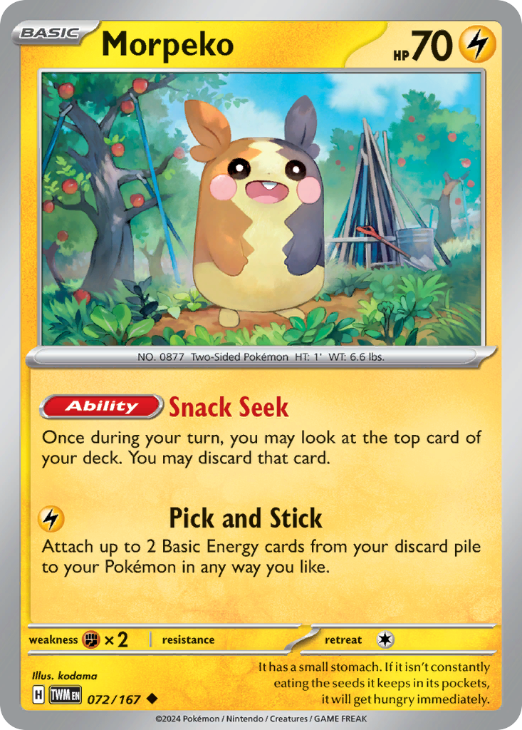Morpeko 72 Uncommon card from Twilight Masquerade