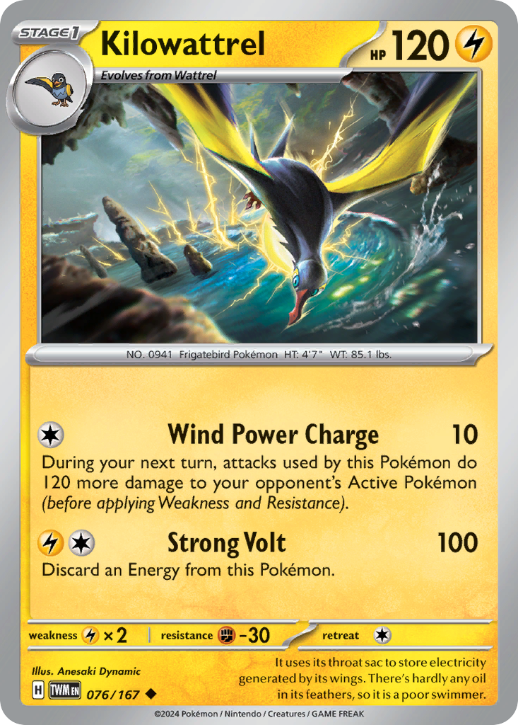 Kilowattrel 76/167 Uncommon card from Twilight Masquerade