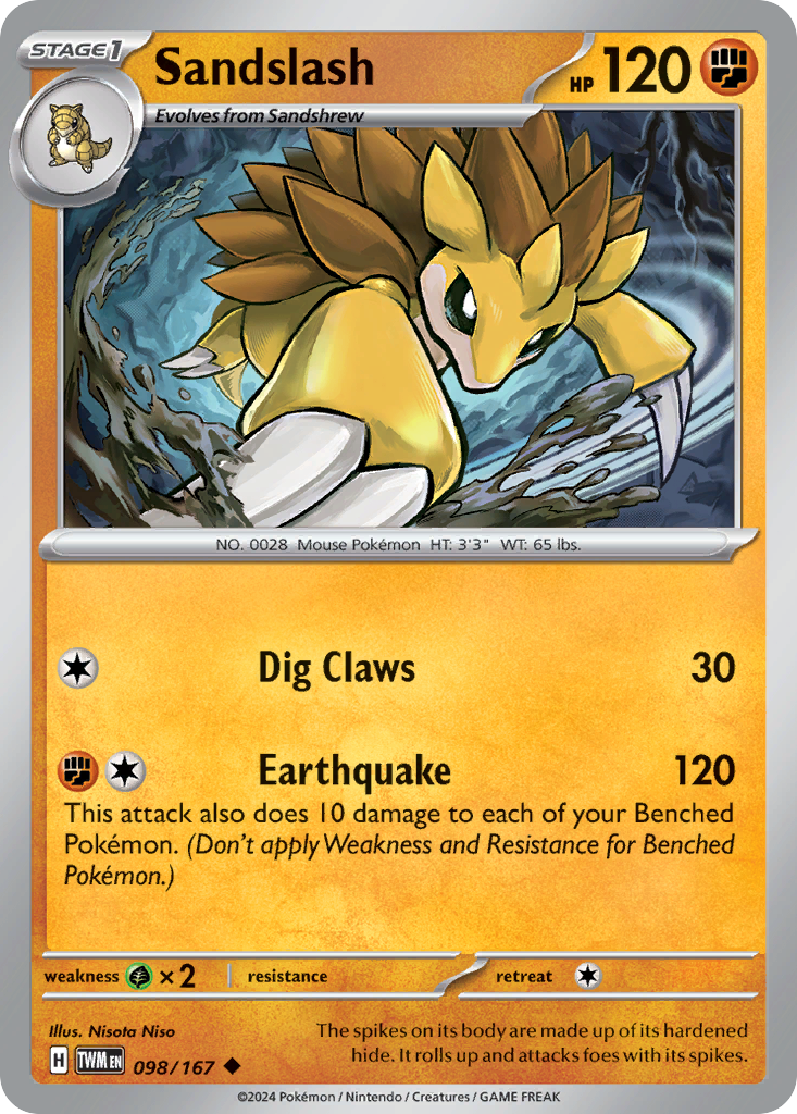 Sandslash 98/167 Uncommon card from Twilight Masquerade