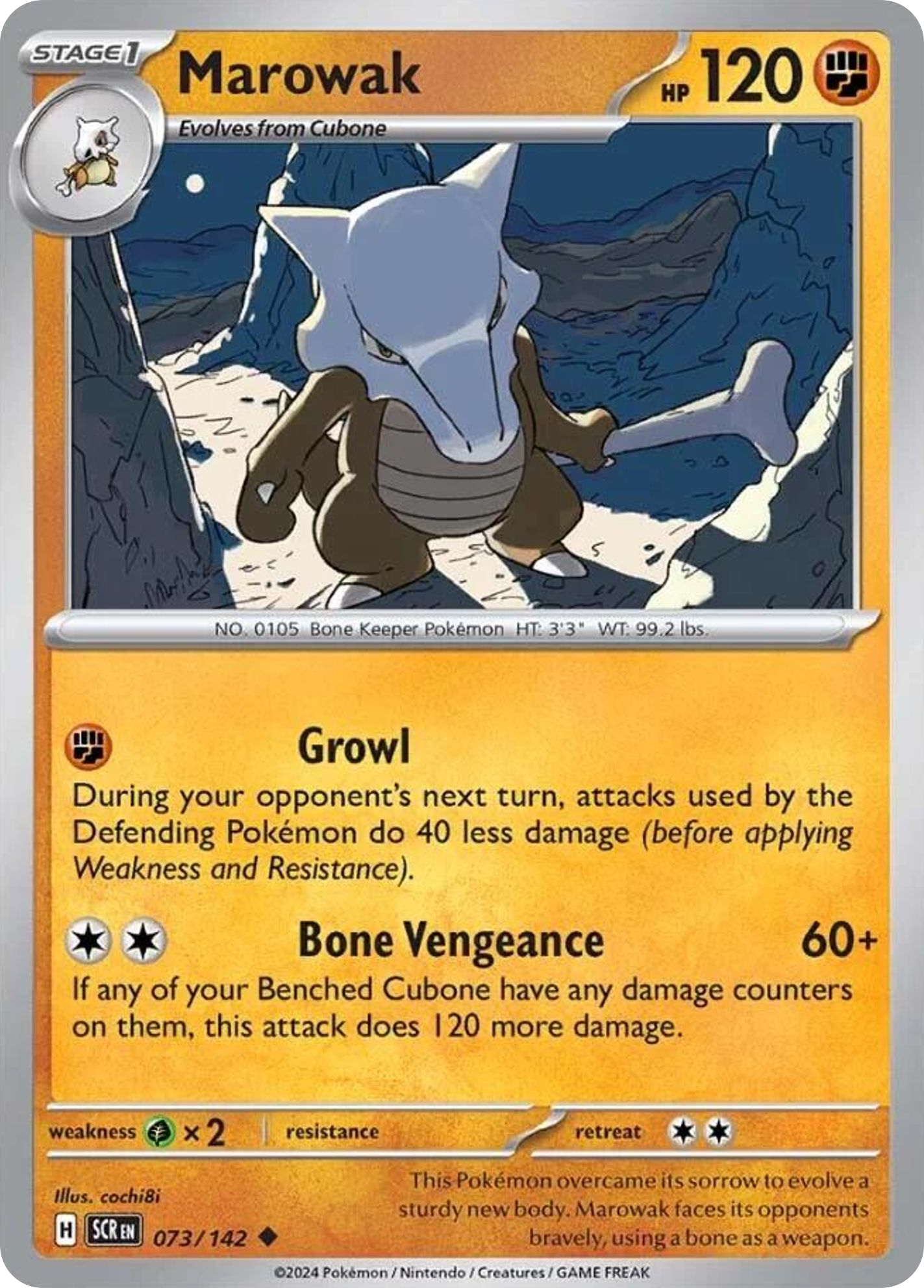 Marowak 73/142 Uncommon card from Stellar Crown